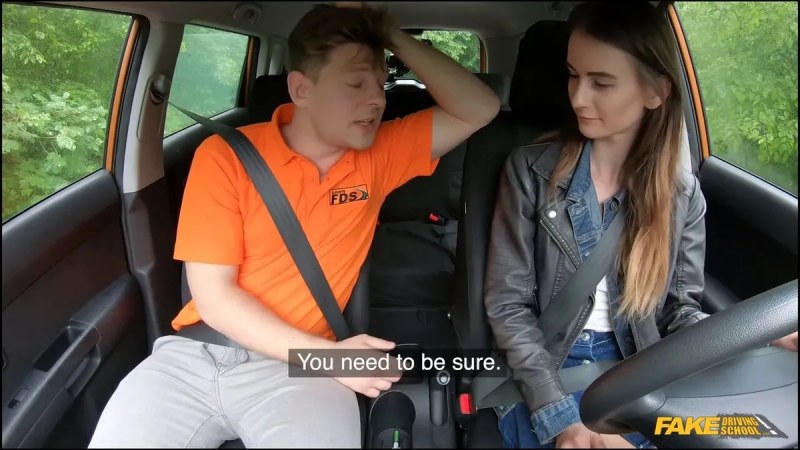FakeDrivingSchool Teen Brunette Pussy Stretched J video