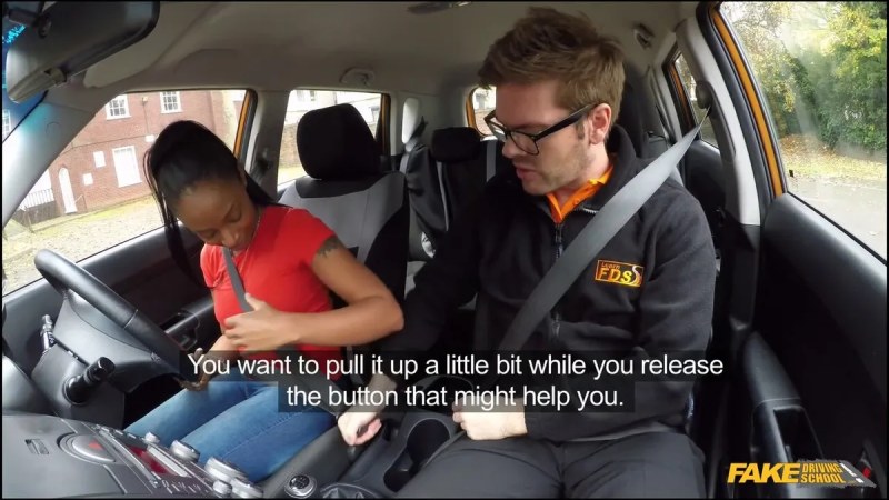 FakeDrivingSchool Young Black Womans First Lesson J video