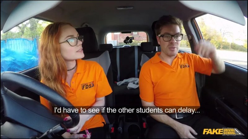 FakeDrivingSchool Nerdy Ginger Seduces Instructor J video